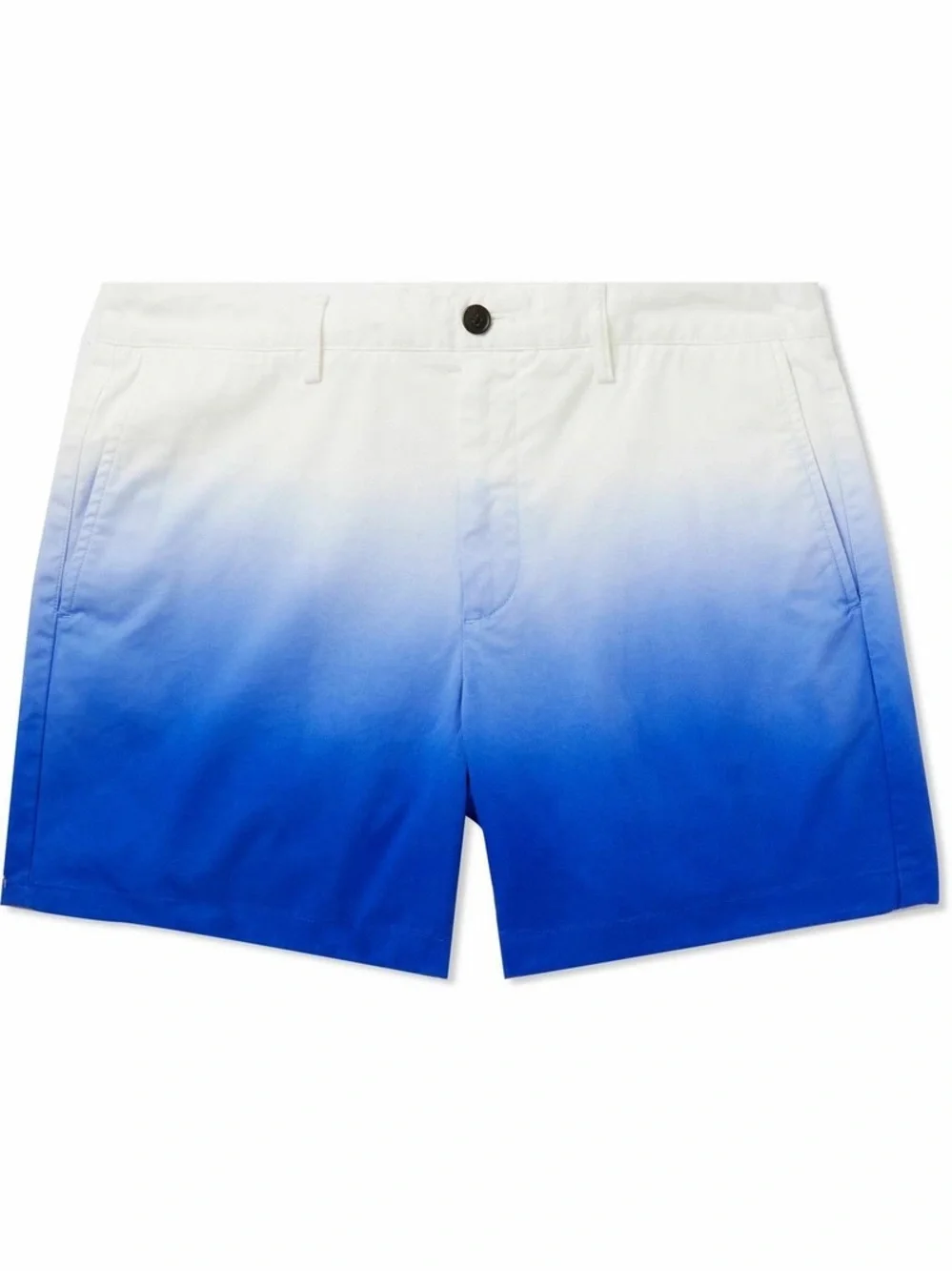 New Theory - Zaine Straight-Leg Degradé Ombré Cotton-Blend Shorts - Blue Size 36